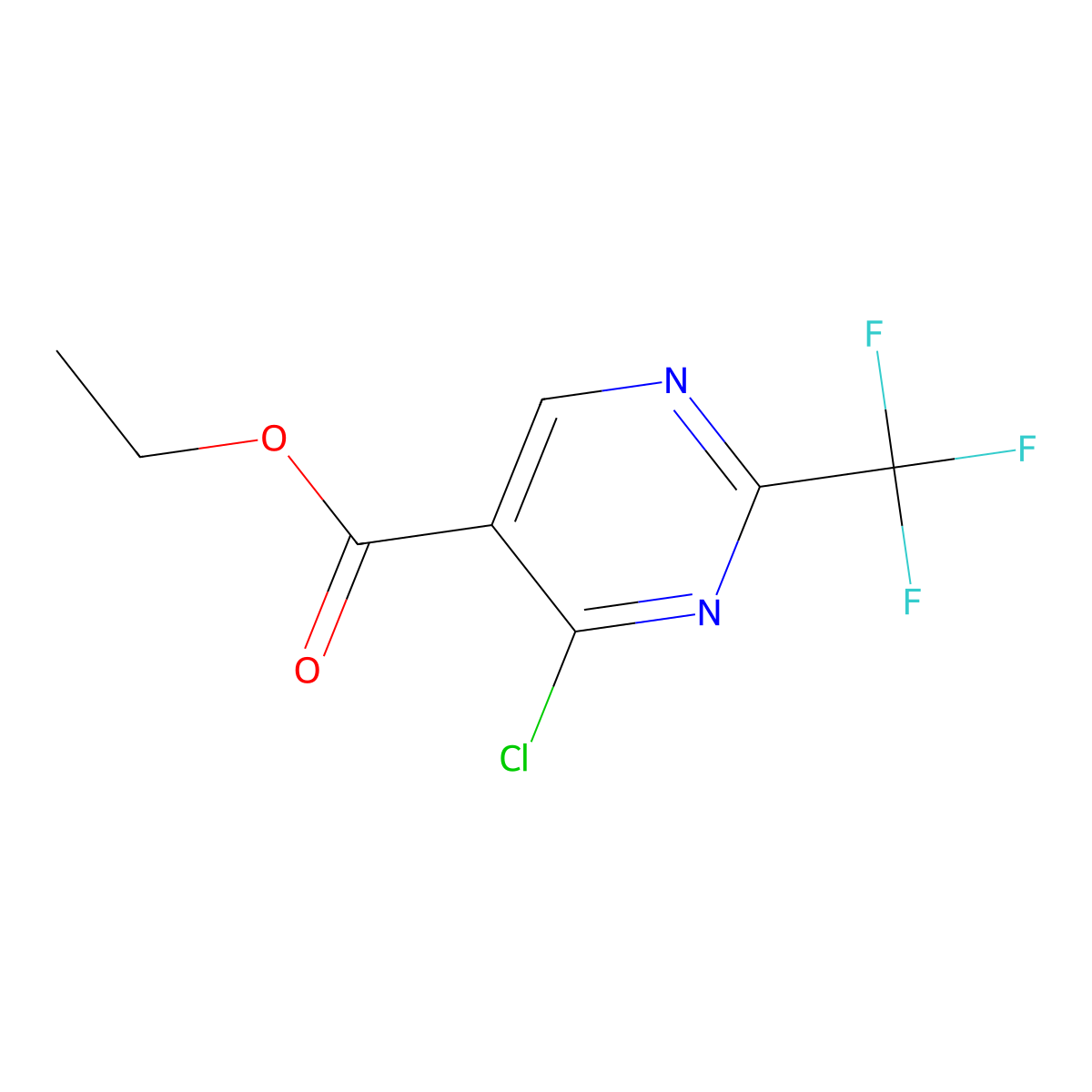Ethyl 4-chloro-2-(trifluoromethyl)pyrimidine-5-carboxylate molecular structure, CAS 720-01-4