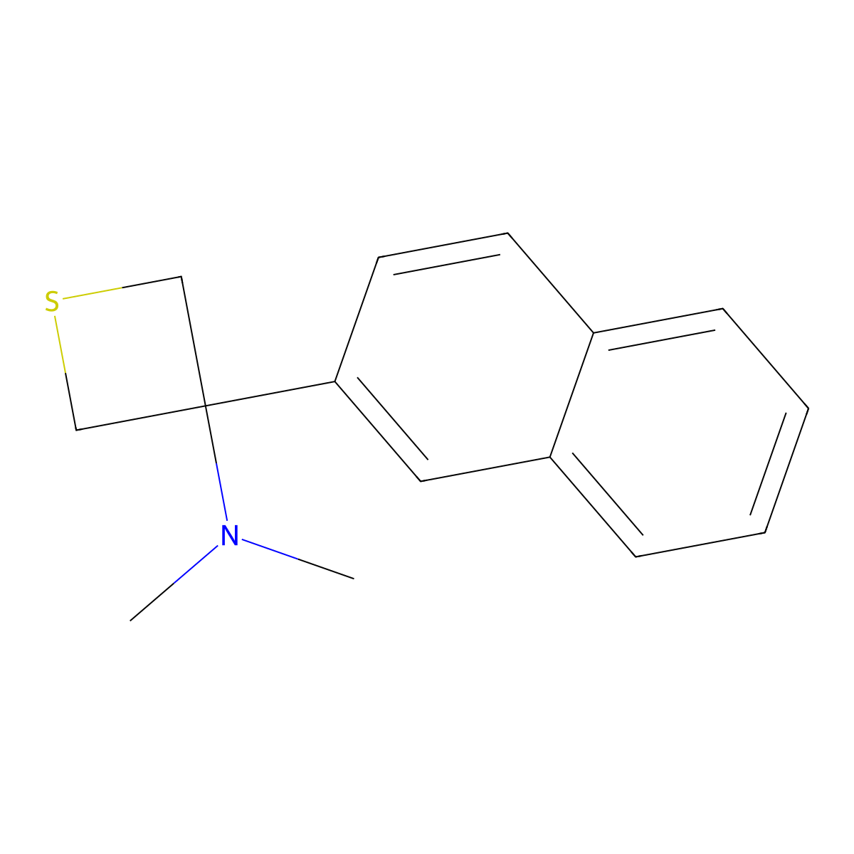 N,N-dimethyl-3-naphthalen-2-ylthietan-3-amine molecular structure, CAS 72000-05-6