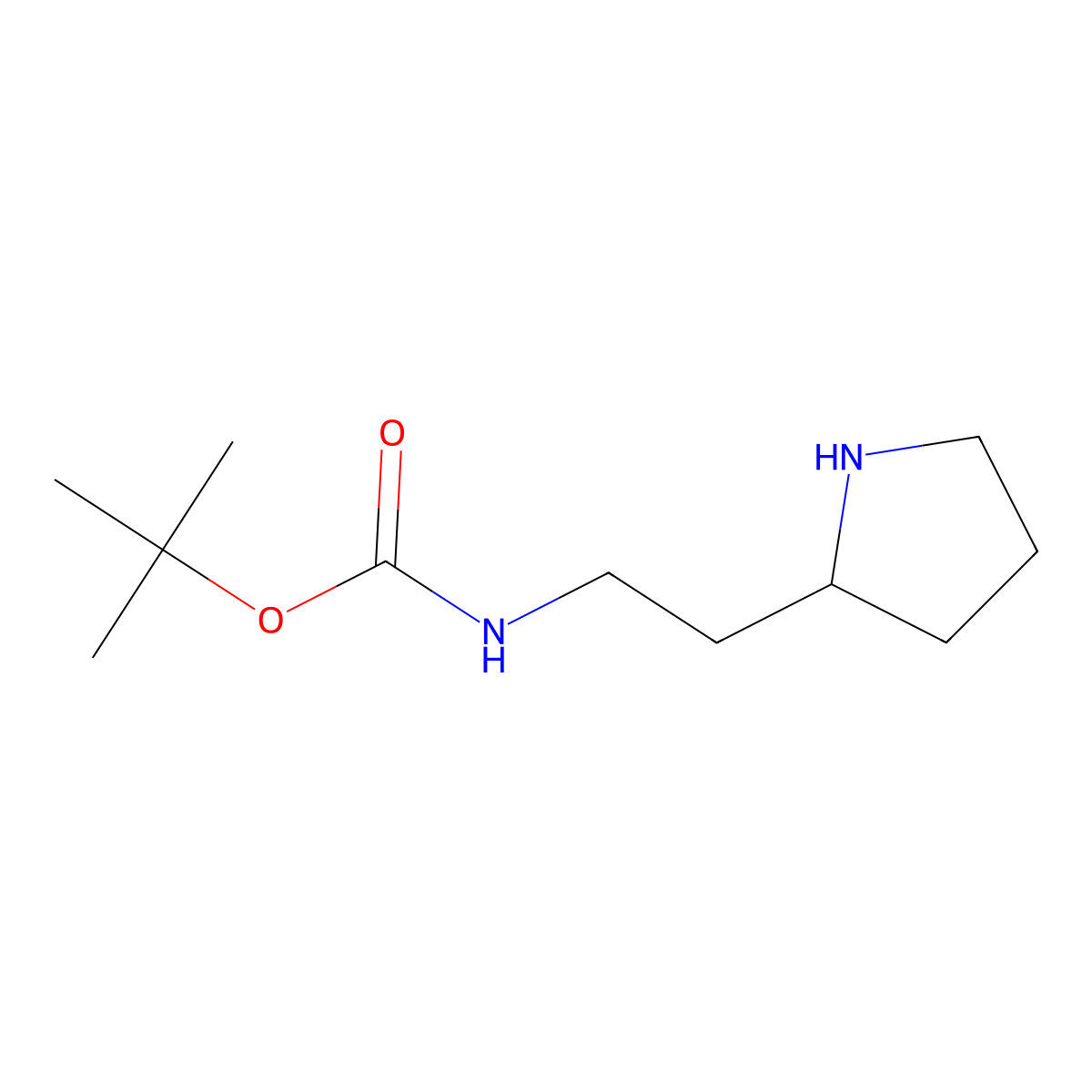(R)-tert-Butyl 2-(pyrrolidin-2-yl)ethylcarbamate molecular structure, CAS 720000-05-5