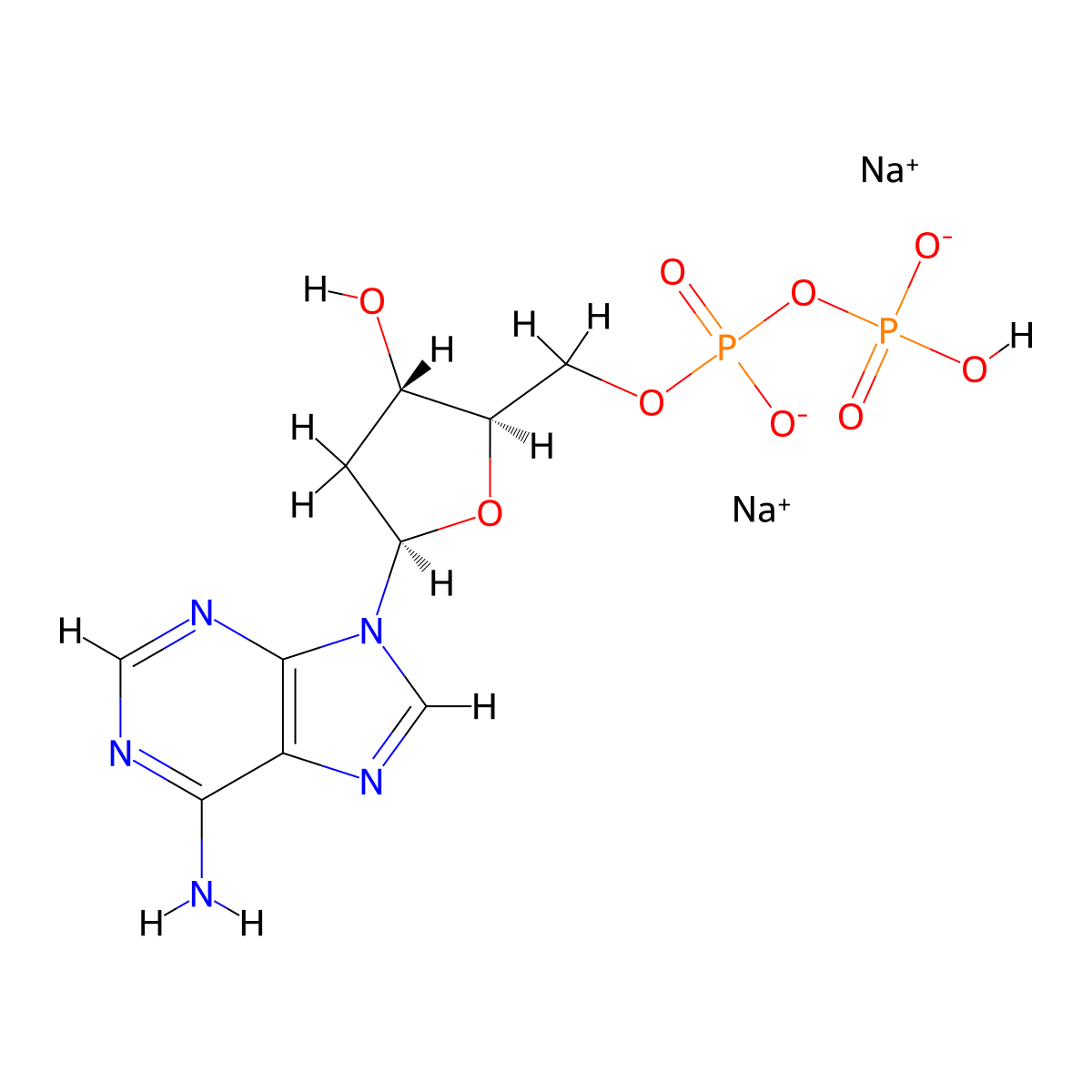 adenosine 5'-(trihydrogen diphosphate), 2'-deoxy-, disodium salt molecular structure, CAS 72003-83-9