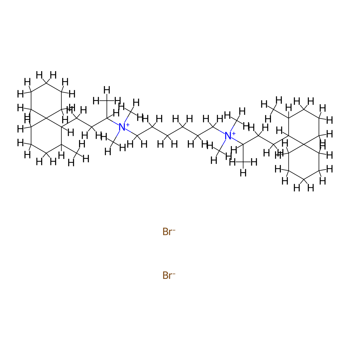 Ammonium, hexamethylenebis(1-methyl-3-(2-methylspiro(5.5)undecyl)propyl)bis(dimethyl-, dibromide, trihydrate molecular structure, CAS 72004-08-1