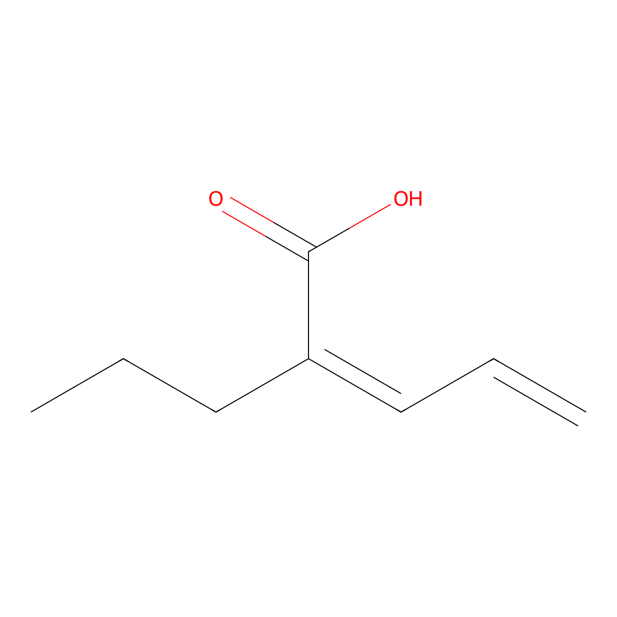 2-Propyl-2,4-pentadienoic acid molecular structure, CAS 72010-18-5