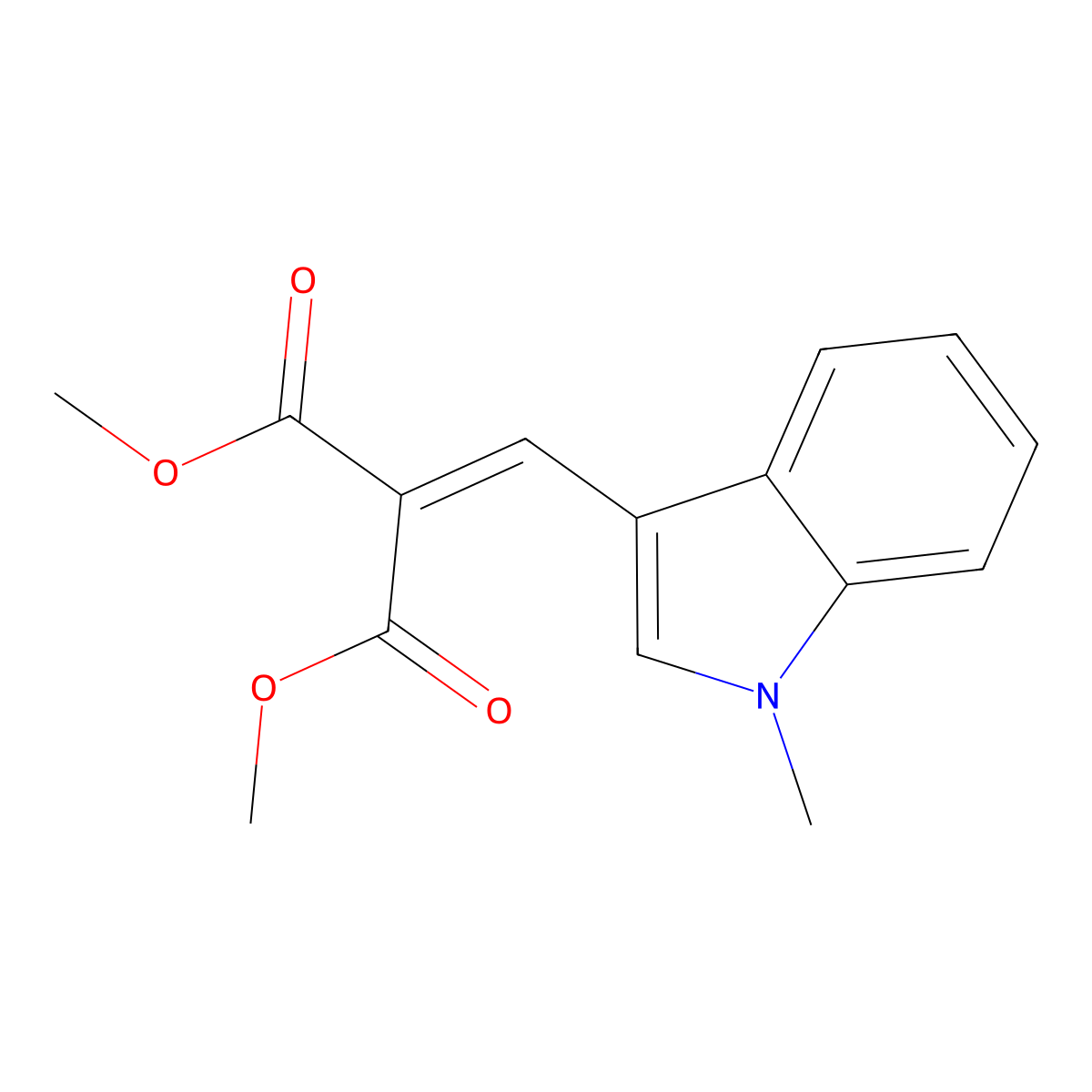 dimethyl 2-((1-methyl-1H-indol-3-yl)methylene)malonate molecular structure, CAS 72010-37-8