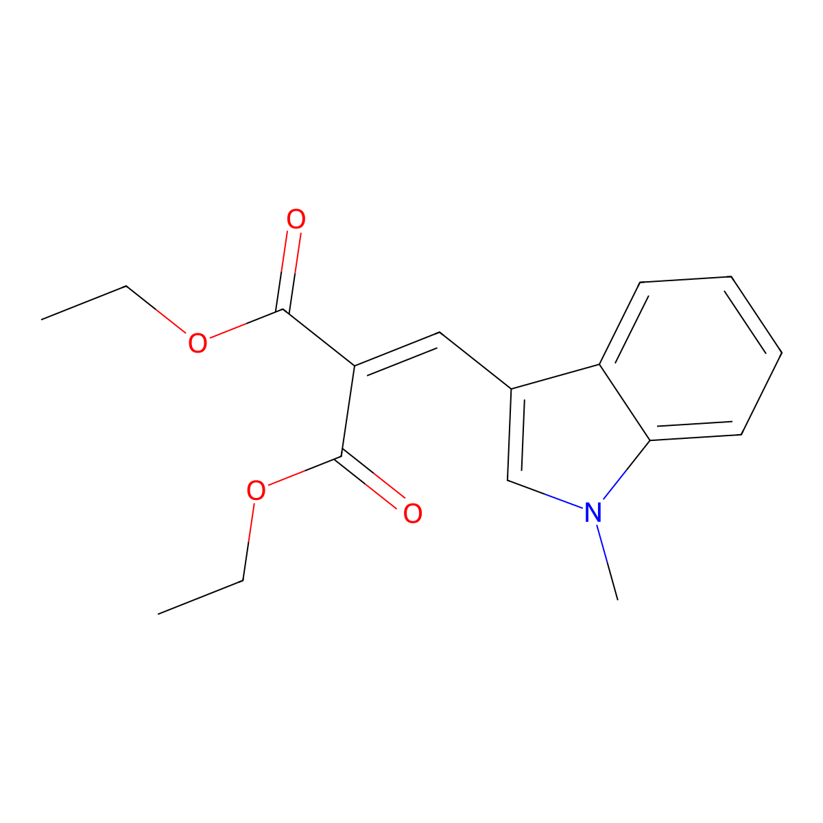 diethyl 2-((1-methyl-1H-indol-3-yl)methylene)malonate molecular structure, CAS 72010-38-9