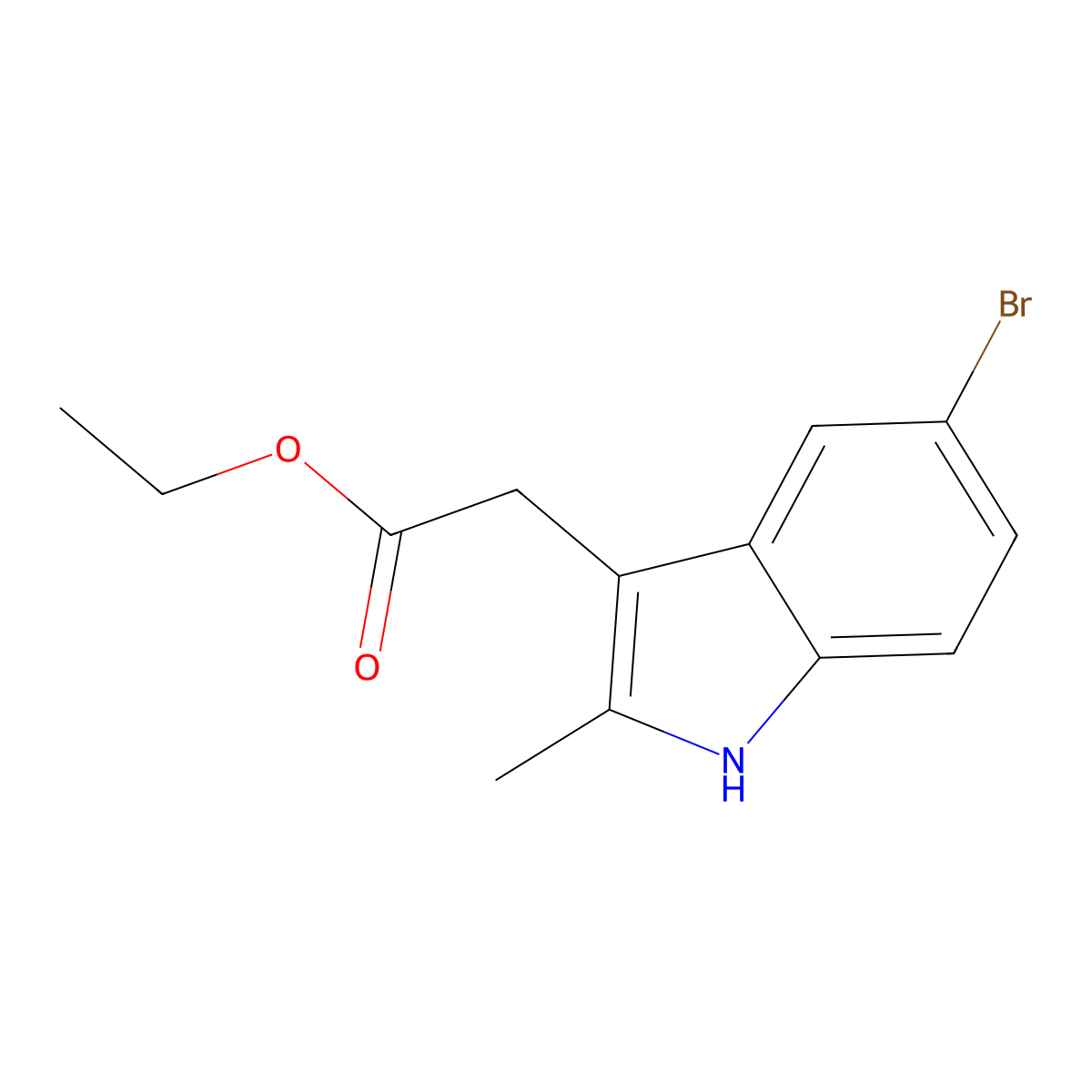 Ethyl 2-(5-bromo-2-methyl-1H-indol-3-yl)acetate molecular structure, CAS 72016-68-3