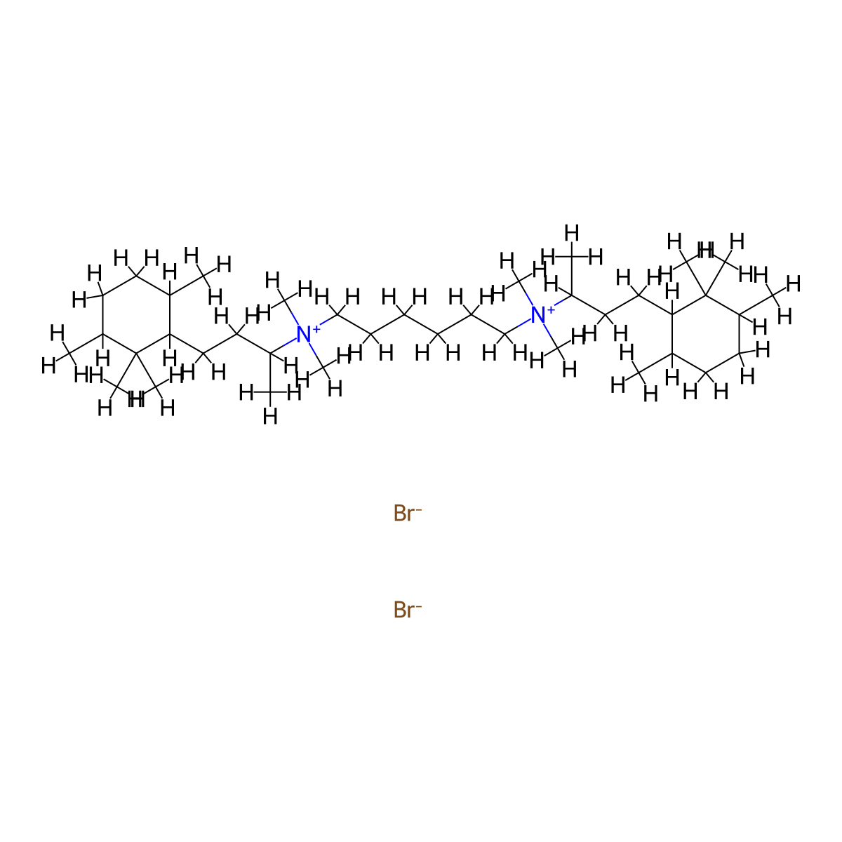 Ammonium, hexamethylenebis(1-methyl-3-(2,2,3,6-tetramethylcyclohexyl)propyl)bis(dimethyl-, dibromide, hydrate molecular structure, CAS 72017-48-2
