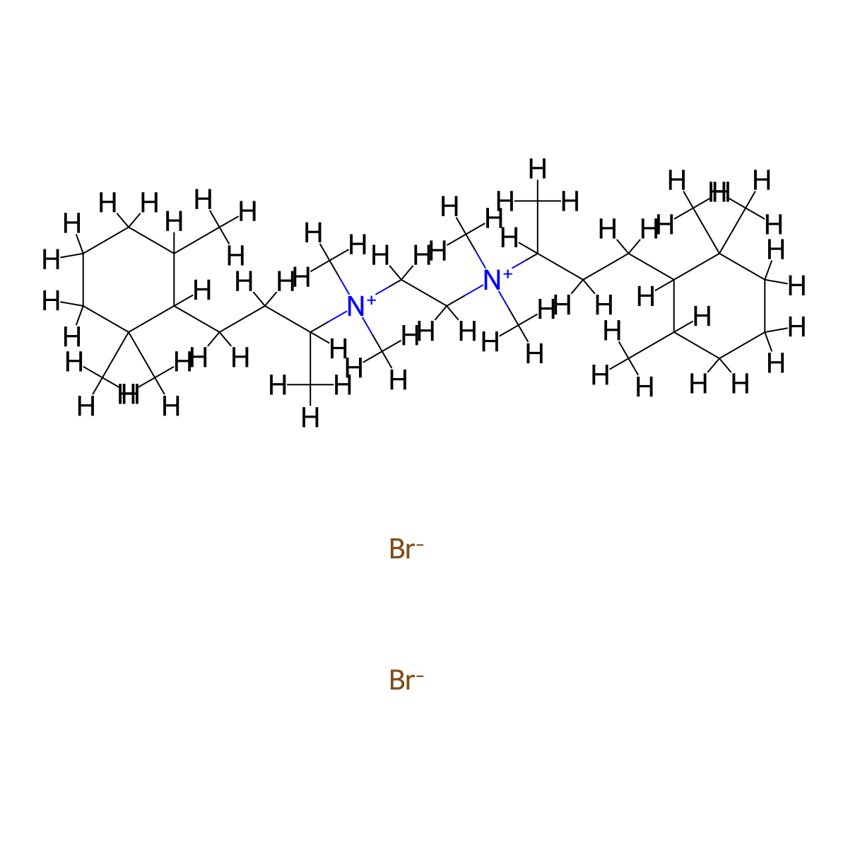 Ammonium, ethylenebis(1-methyl-3-(2,2,6-trimethylcyclohexyl)propyl)bis(dimethyl-, dibromide, hydrate molecular structure, CAS 72017-49-3