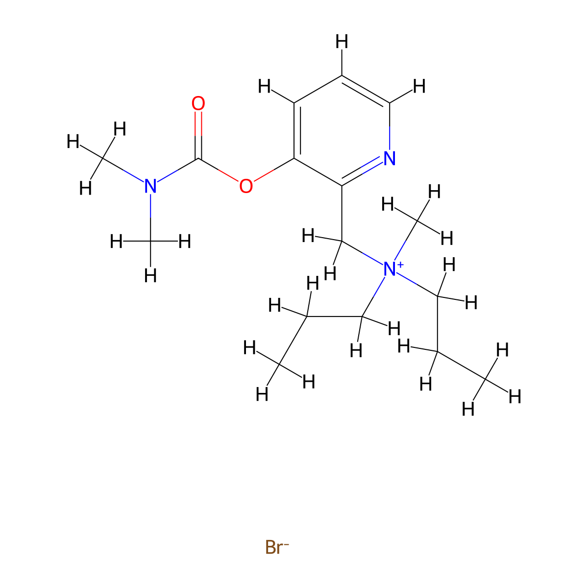 Ammonium, dipropyl((3-hydroxy-2-pyridyl)methyl)methyl-, bromide, dimethylcarbamate (ester), hydrate molecular structure, CAS 72017-51-7