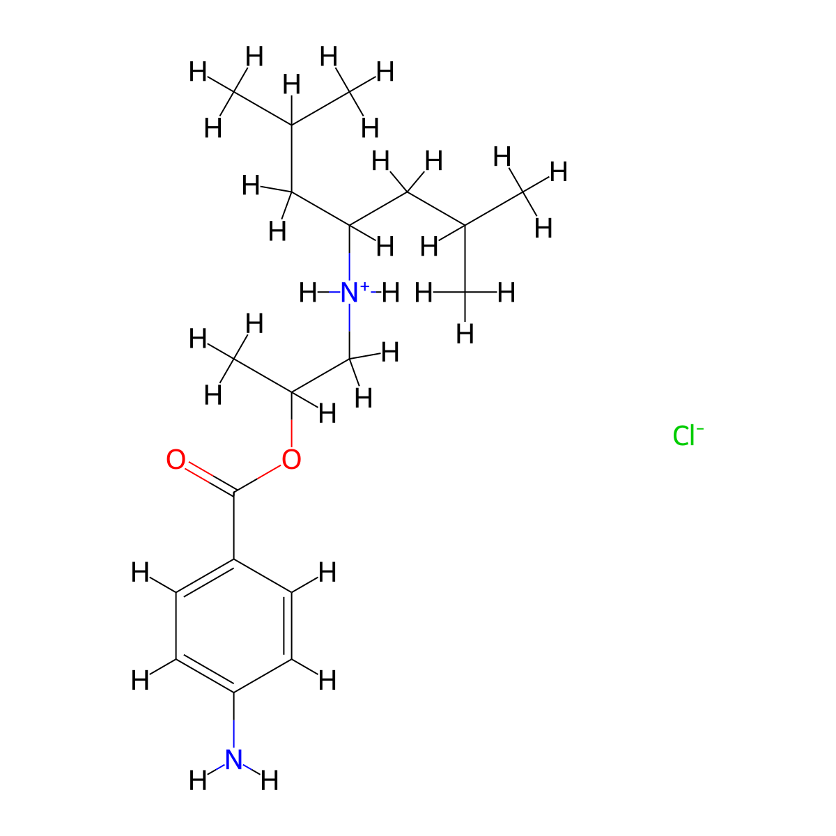 Benzoic acid, p-amino-, (2-((1-isobutyl-3-methyl)butylamino)-1-methyl)ethyl ester, hydrochloride molecular structure, CAS 72017-56-2