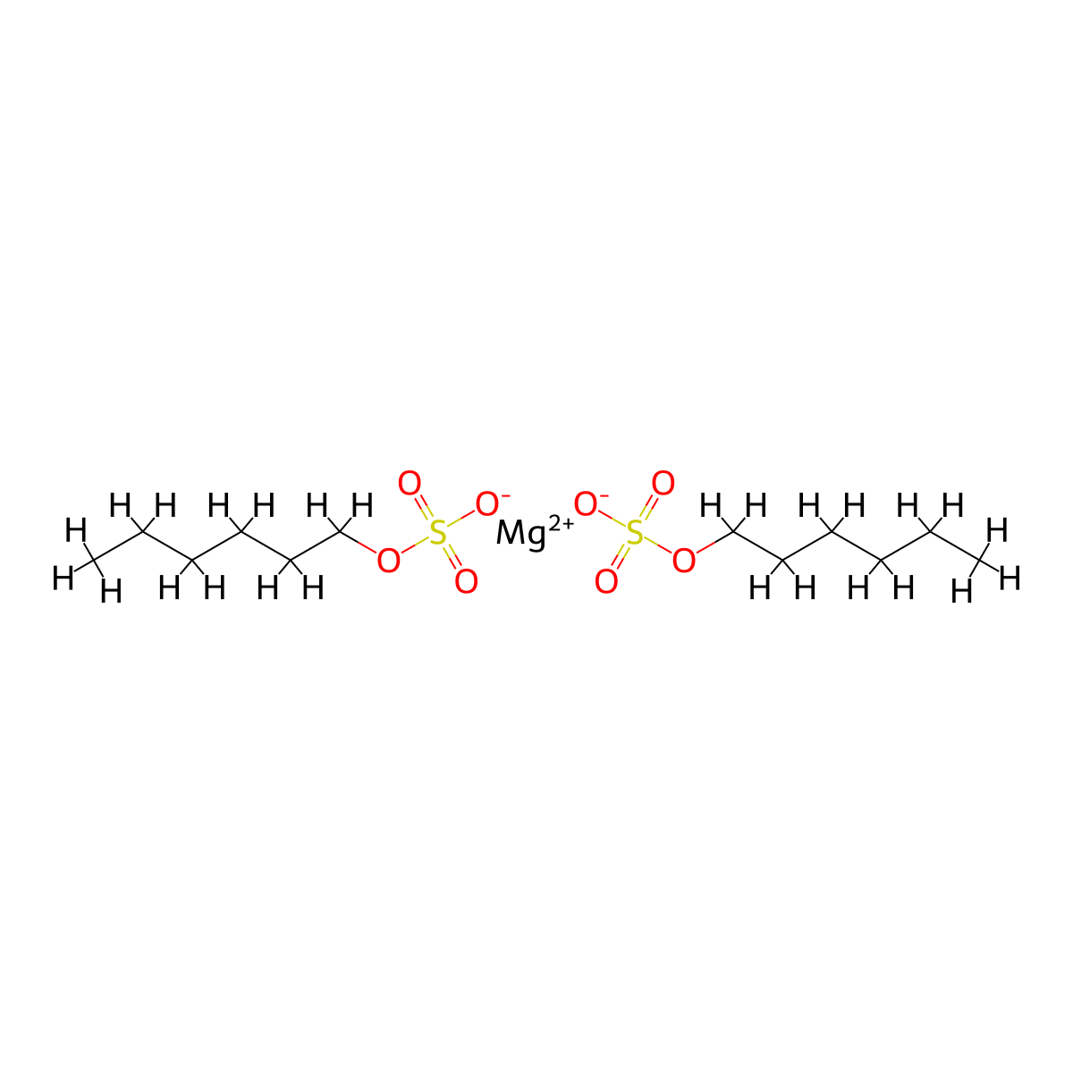 Sulfuric acid, monohexyl ester, magnesium salt (2:1) molecular structure, CAS 72018-27-0