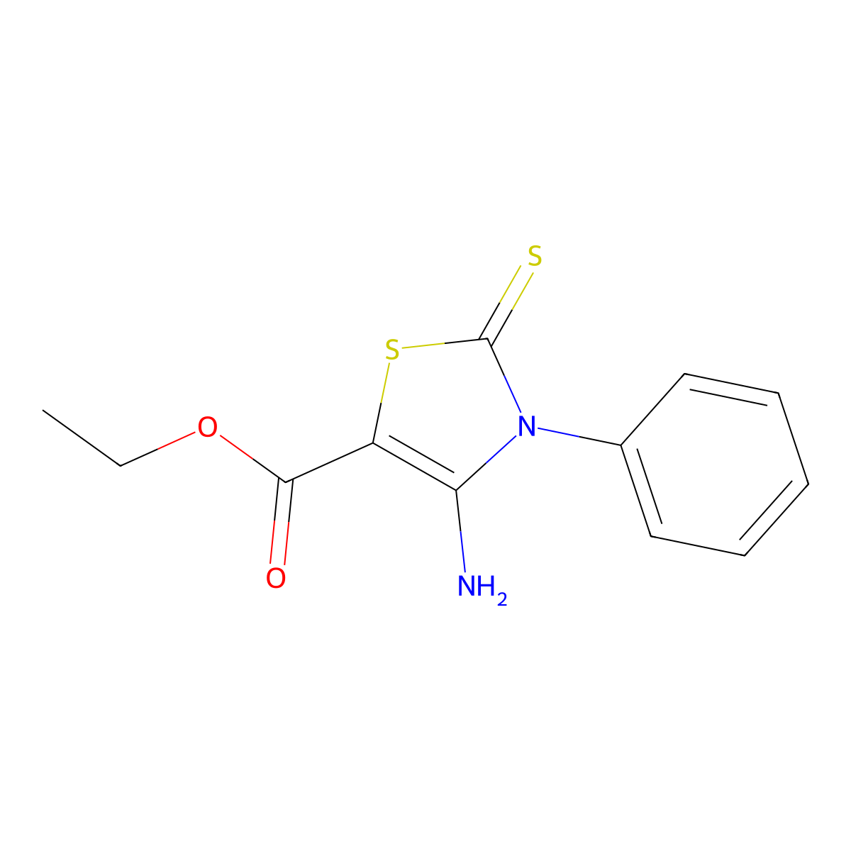 5-Thiazolecarboxylic acid, 4-amino-2,3-dihydro-3-phenyl-2-thioxo-, ethyl ester molecular structure, CAS 7202-71-3