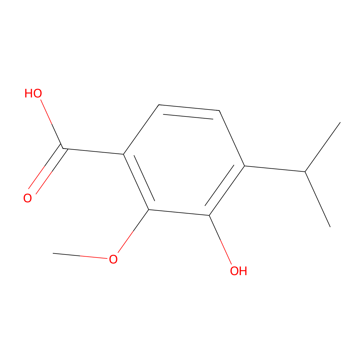 3-Hydroxy-4-isopropyl-2-methoxybenzoic acid molecular structure, CAS 72023-40-6