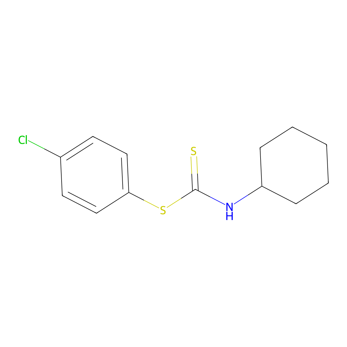 (4-chlorophenyl) N-cyclohexylcarbamodithioate molecular structure, CAS 72024-57-8