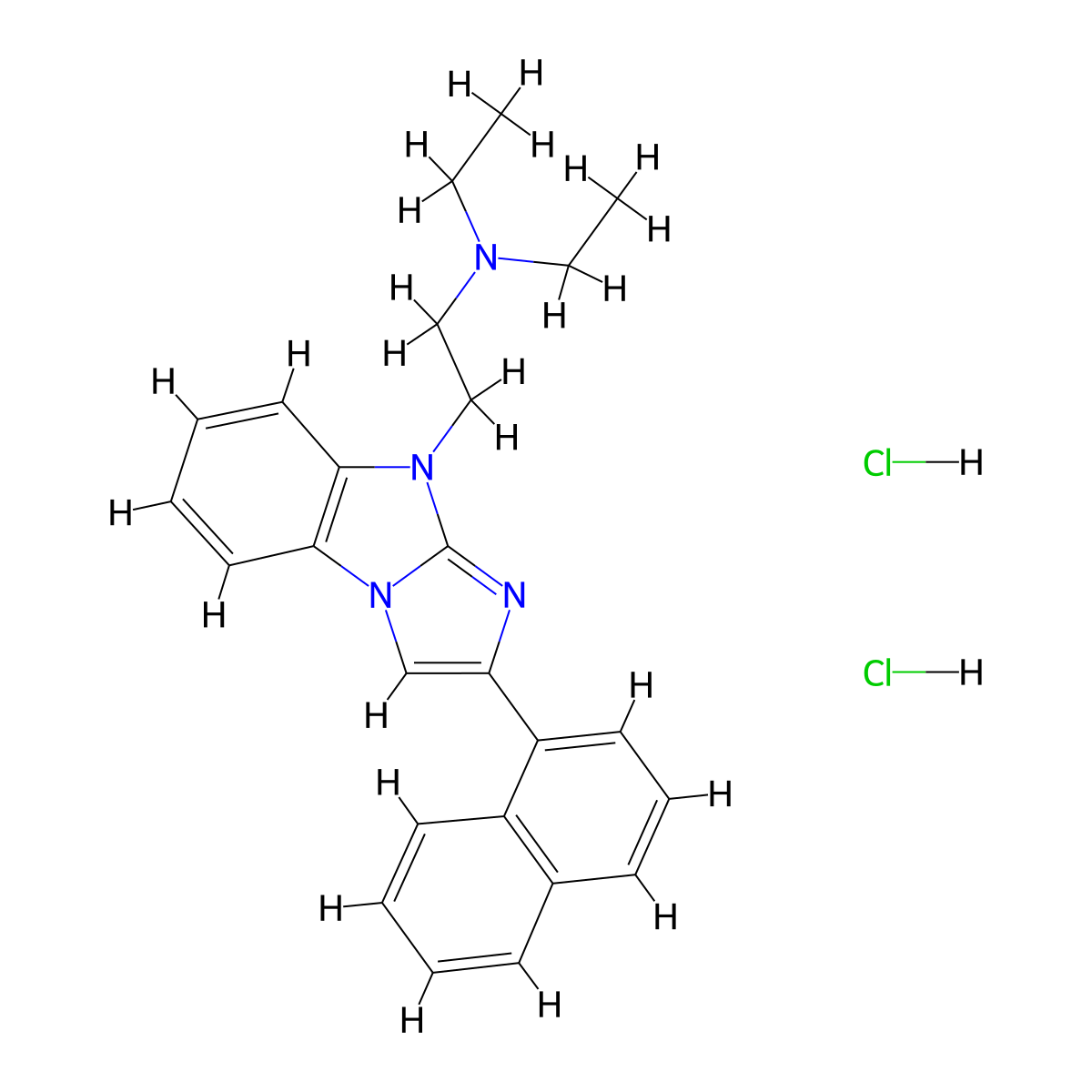 9H-Imidazo(1,2-a)benzimidazole, 9-(2-(diethylamino)ethyl)-2-(1-naphthyl)-, dihydrochloride molecular structure, CAS 72025-04-8