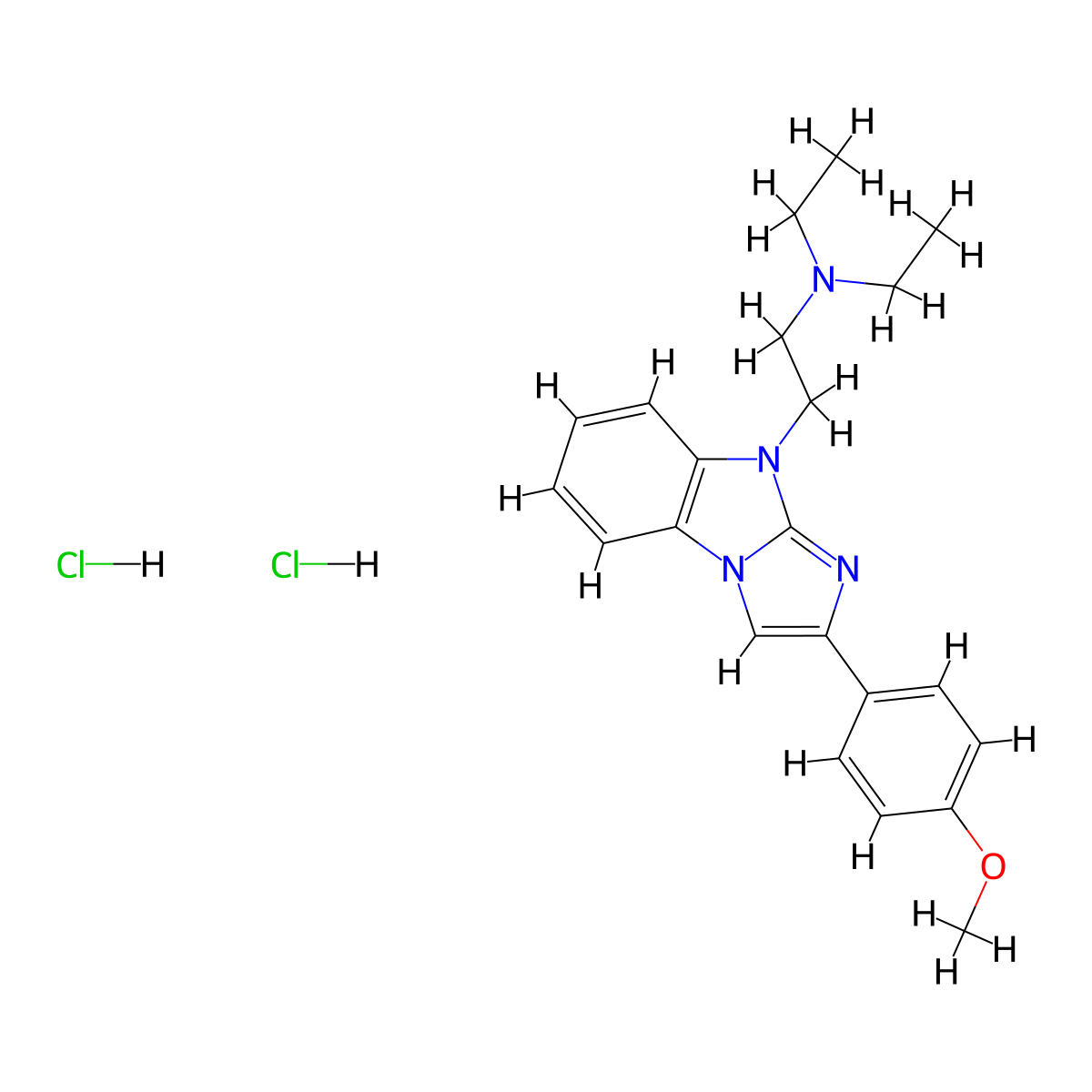 9H-Imidazo(1,2-a)benzimidazole, 9-(2-(diethylamino)ethyl)-2-(p-methoxyphenyl)-, dihydrochloride molecular structure, CAS 72025-06-0