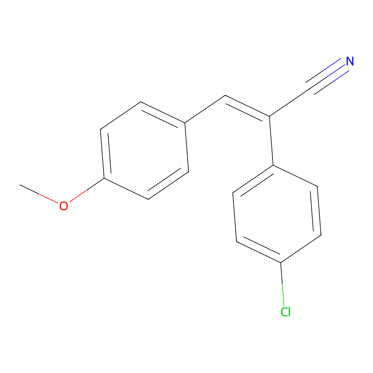 (E)-2-(4-chlorophenyl)-3-(4-methoxyphenyl)prop-2-enenitrile molecular structure, CAS 72030-11-6