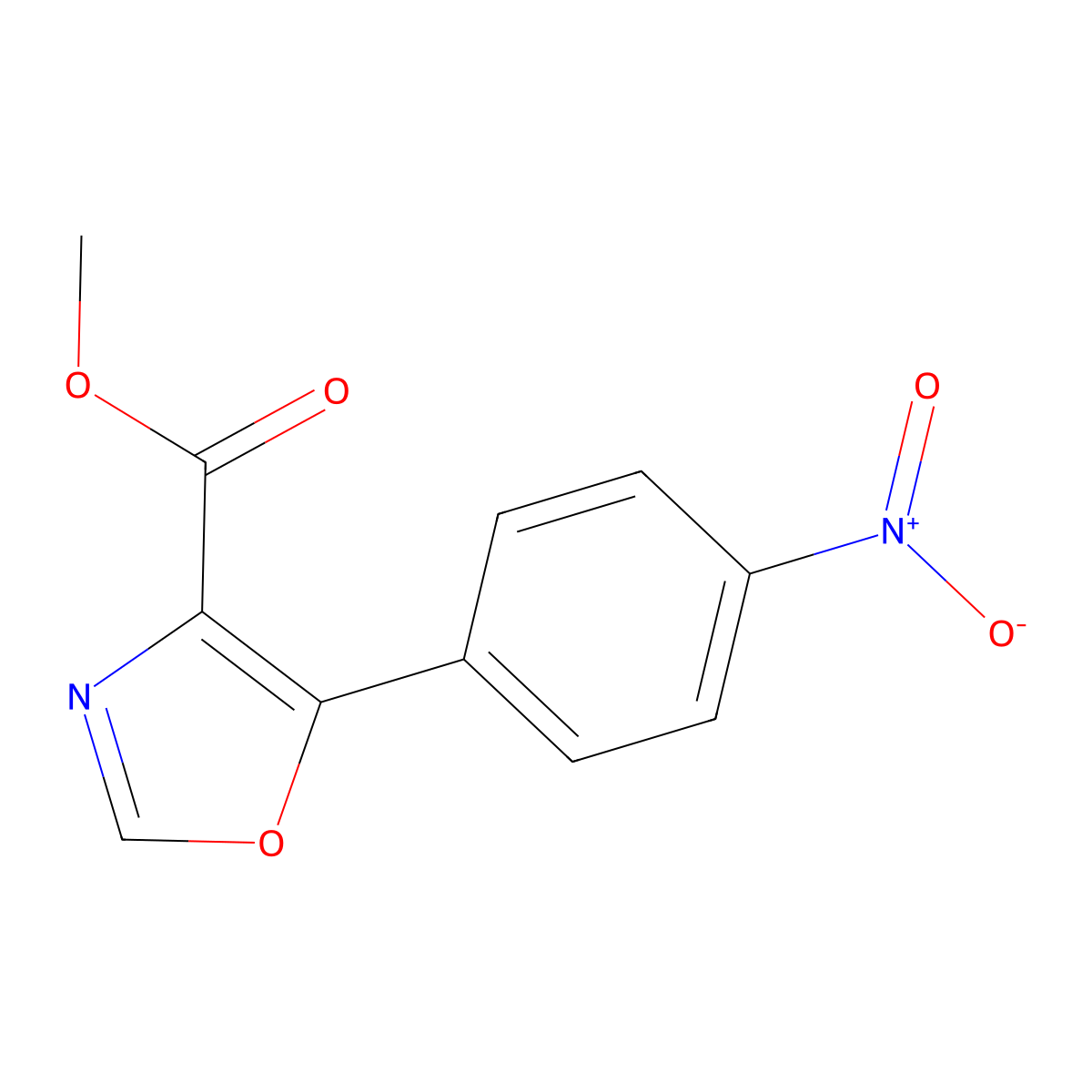 Methyl 5-(4-nitrophenyl)-1,3-oxazole-4-carboxylate molecular structure, CAS 72030-86-5