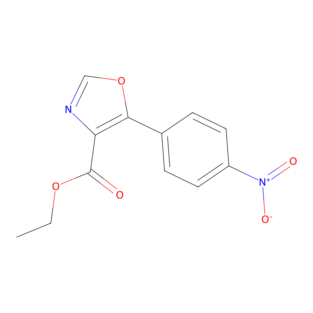 Ethyl 5-(4-nitrophenyl)-1,3-oxazole-4-carboxylate molecular structure, CAS 72030-87-6