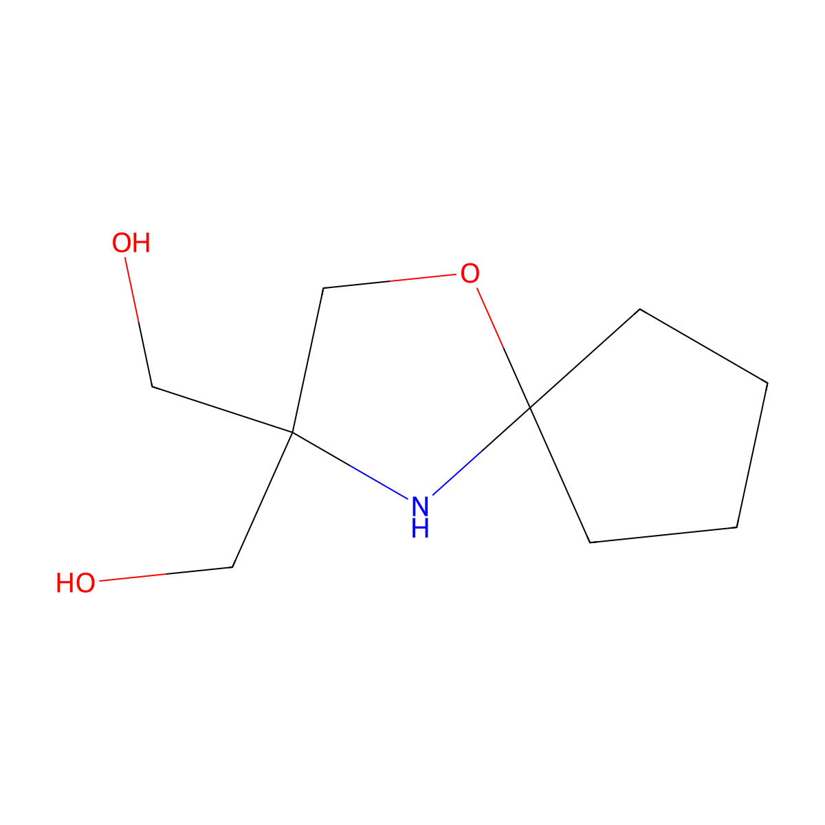 [3-(Hydroxymethyl)-1-oxa-4-azaspiro[4.4]nonan-3-yl]methanol molecular structure, CAS 72031-11-9
