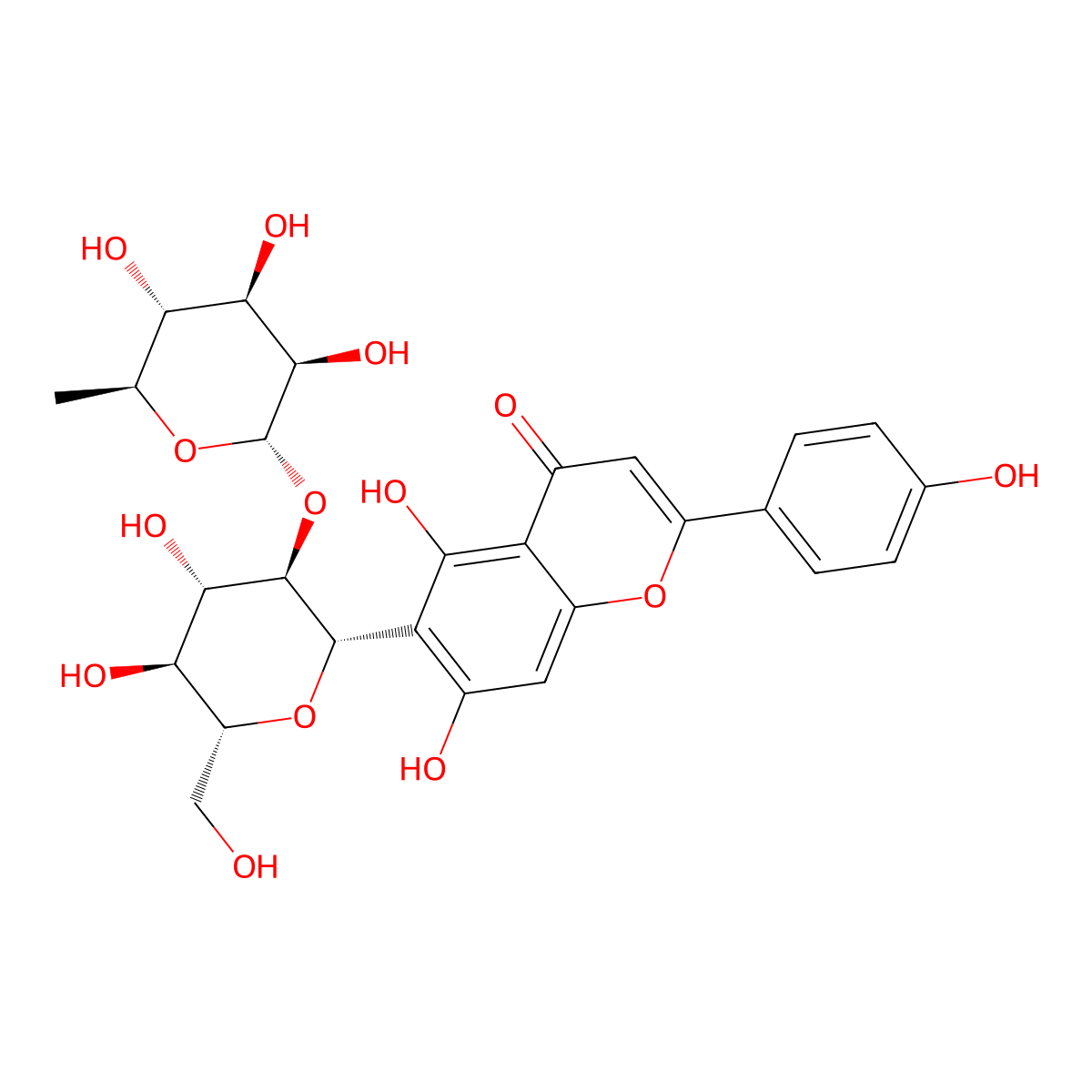 isovitexin 2''-O-rhamnoside molecular structure, CAS 72036-50-1