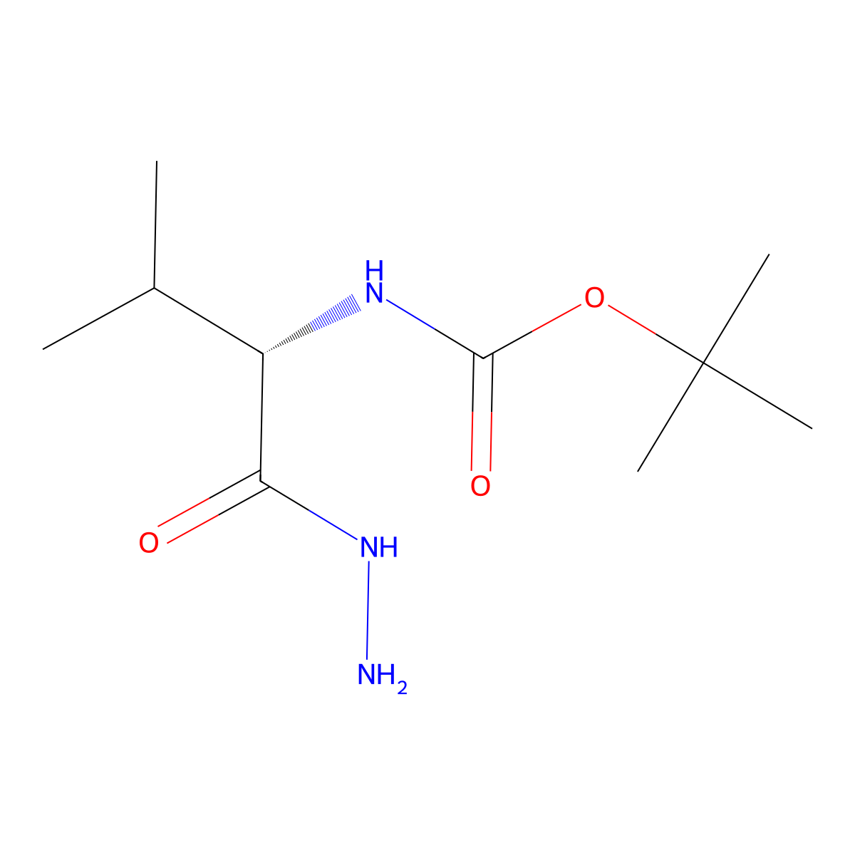 tert-butyl [(1S)-1-(hydrazinocarbonyl)-2-methylpropyl]carbamate molecular structure, CAS 72039-28-2