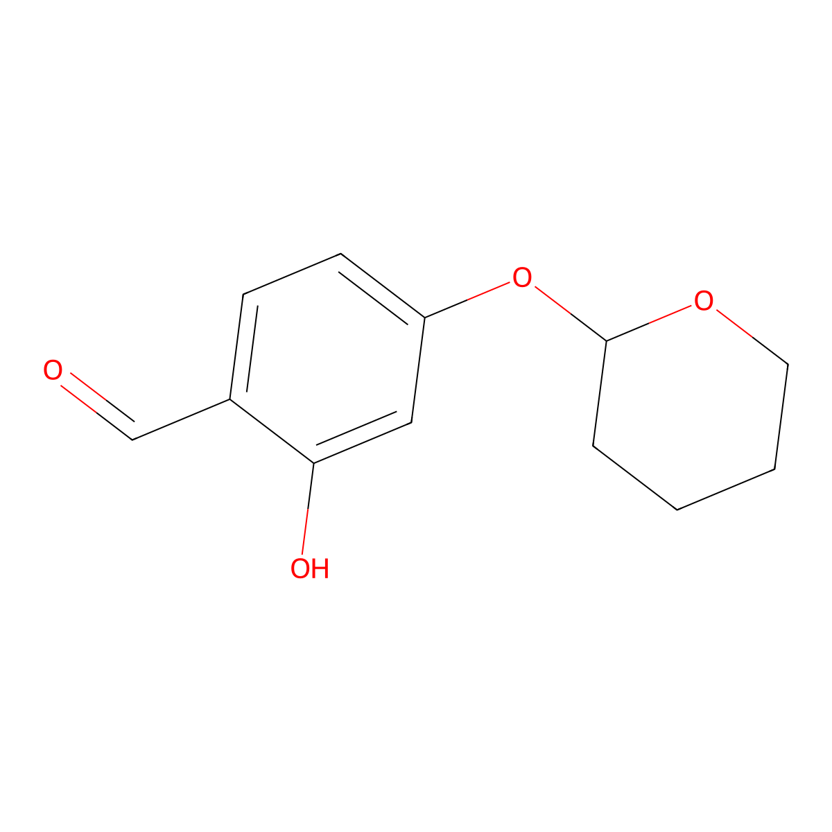 4-Tetrahydropyranoxy-2-hydroxybenzaldehyde molecular structure, CAS 72041-59-9