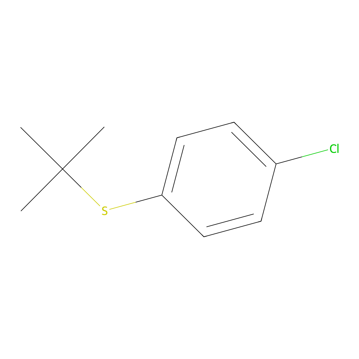 Benzene, 1-chloro-4-((1,1-dimethylethyl)thio)- molecular structure, CAS 7205-65-4