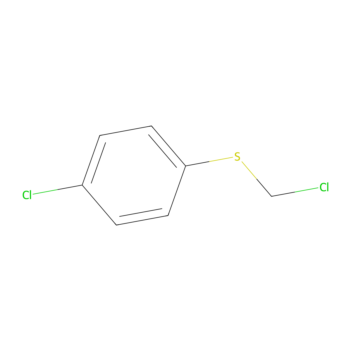 Benzene, 1-chloro-4-((chloromethyl)thio)- molecular structure, CAS 7205-90-5