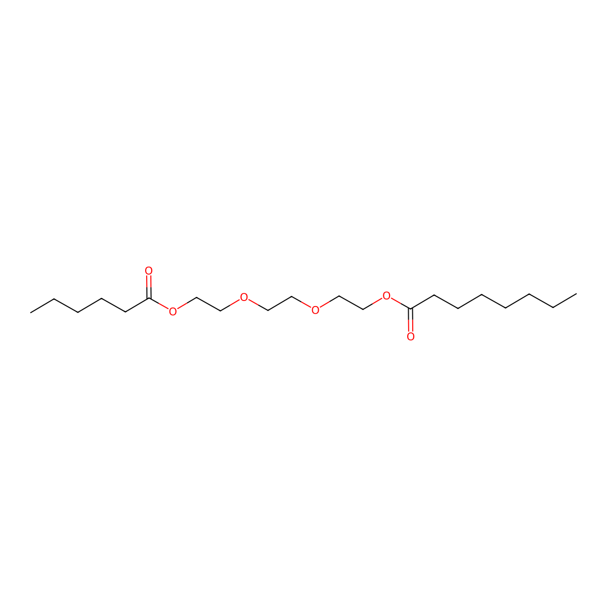 Octanoic acid, 2-[2-[2-[(1-oxohexyl)oxy]ethoxy]ethoxy]ethyl ester molecular structure, CAS 72063-60-6