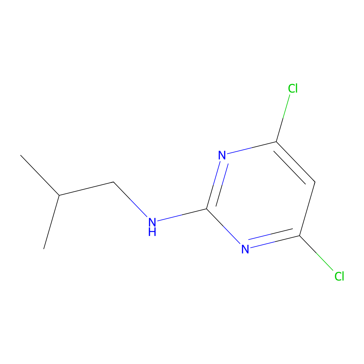 4,6-dichloro-N-isobutylpyrimidin-2-amine molecular structure, CAS 72063-75-3
