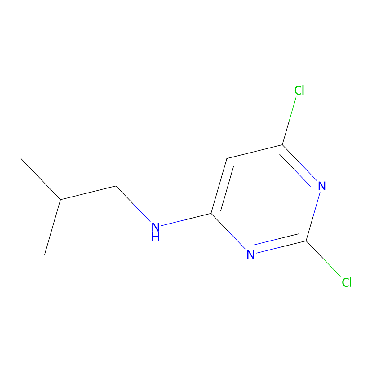 2,6-dichloro-N-isobutylpyrimidin-4-amine molecular structure, CAS 72063-78-6