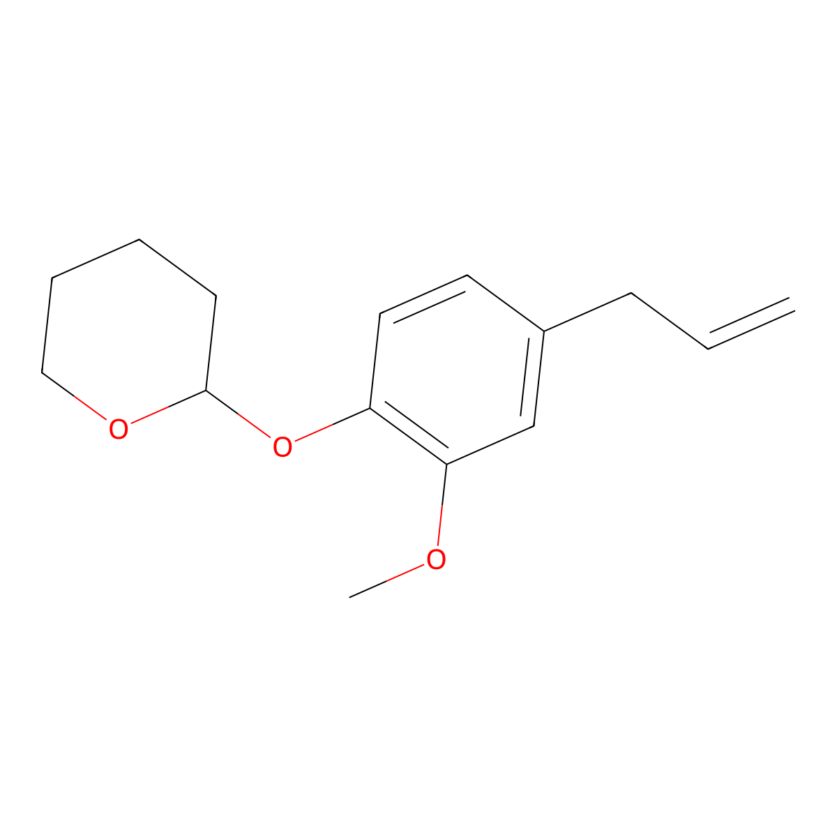 2H-Pyran, tetrahydro-2-(2-methoxy-4-(2-propen-1-yl)phenoxy)- molecular structure, CAS 72066-75-2