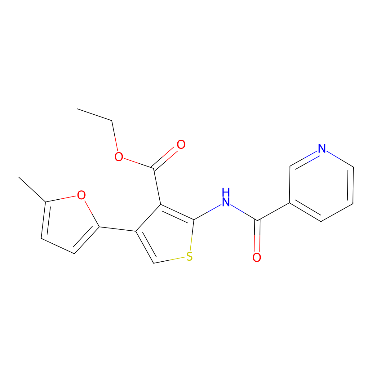 Ethyl 4-(5-methylfuran-2-yl)-2-(nicotinamido)thiophene-3-carboxylate molecular structure, CAS 720667-59-4