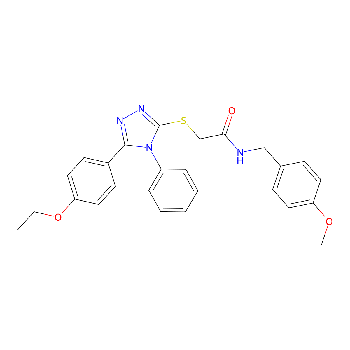 2-[[5-(4-ethoxyphenyl)-4-phenyl-1,2,4-triazol-3-yl]sulfanyl]-N-[(4-methoxyphenyl)methyl]acetamide molecular structure, CAS 720667-83-4