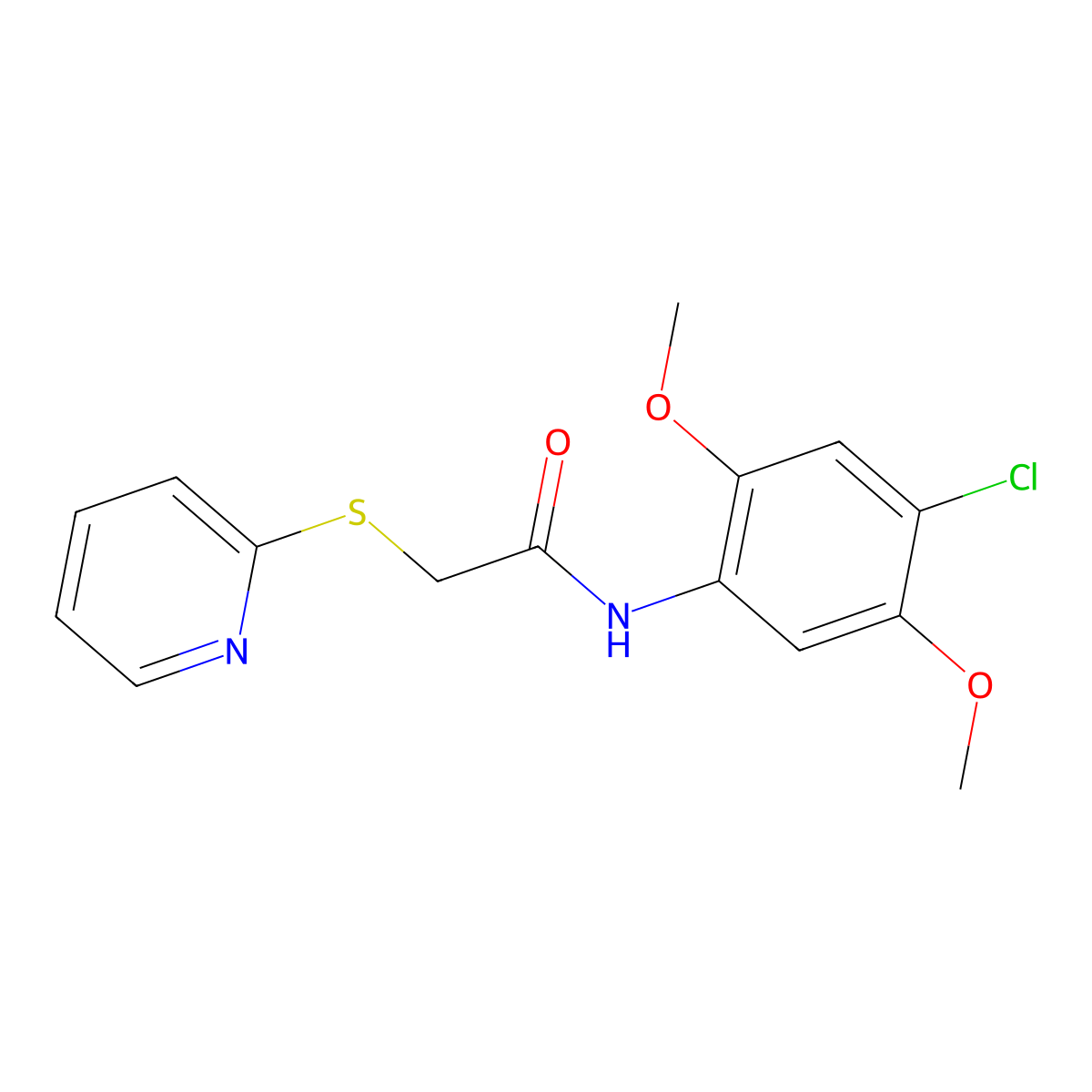 N-(4-chloro-2,5-dimethoxyphenyl)-2-(pyridin-2-ylsulfanyl)acetamide molecular structure, CAS 720667-89-0