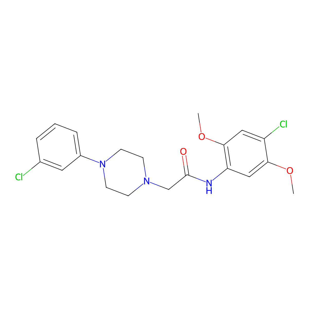 N-(4-chloro-2,5-dimethoxyphenyl)-2-[4-(3-chlorophenyl)piperazin-1-yl]acetamide molecular structure, CAS 720667-90-3