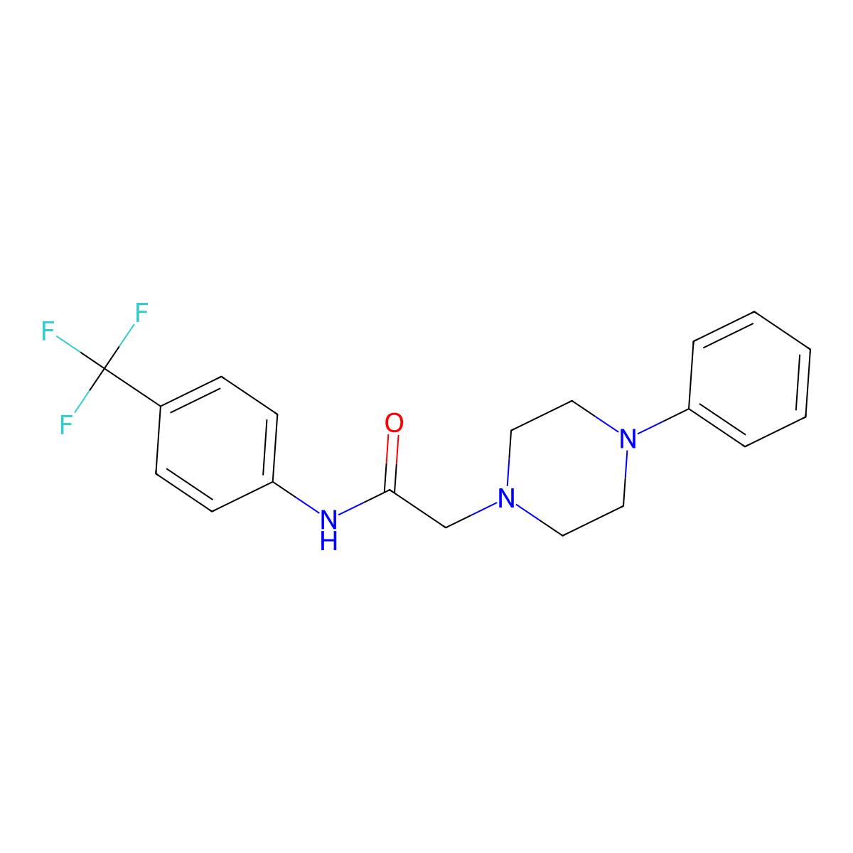 2-(4-Phenylpiperazin-1-yl)-N-(4-(trifluoromethyl)phenyl)acetamide molecular structure, CAS 720667-94-7