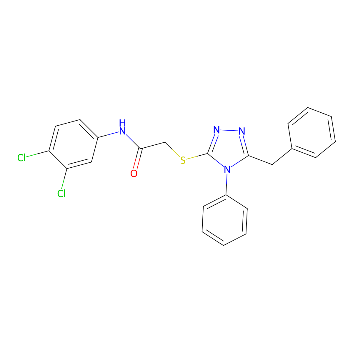 2-[(5-benzyl-4-phenyl-4H-1,2,4-triazol-3-yl)sulfanyl]-N-(3,4-dichlorophenyl)acetamide molecular structure, CAS 720667-96-9