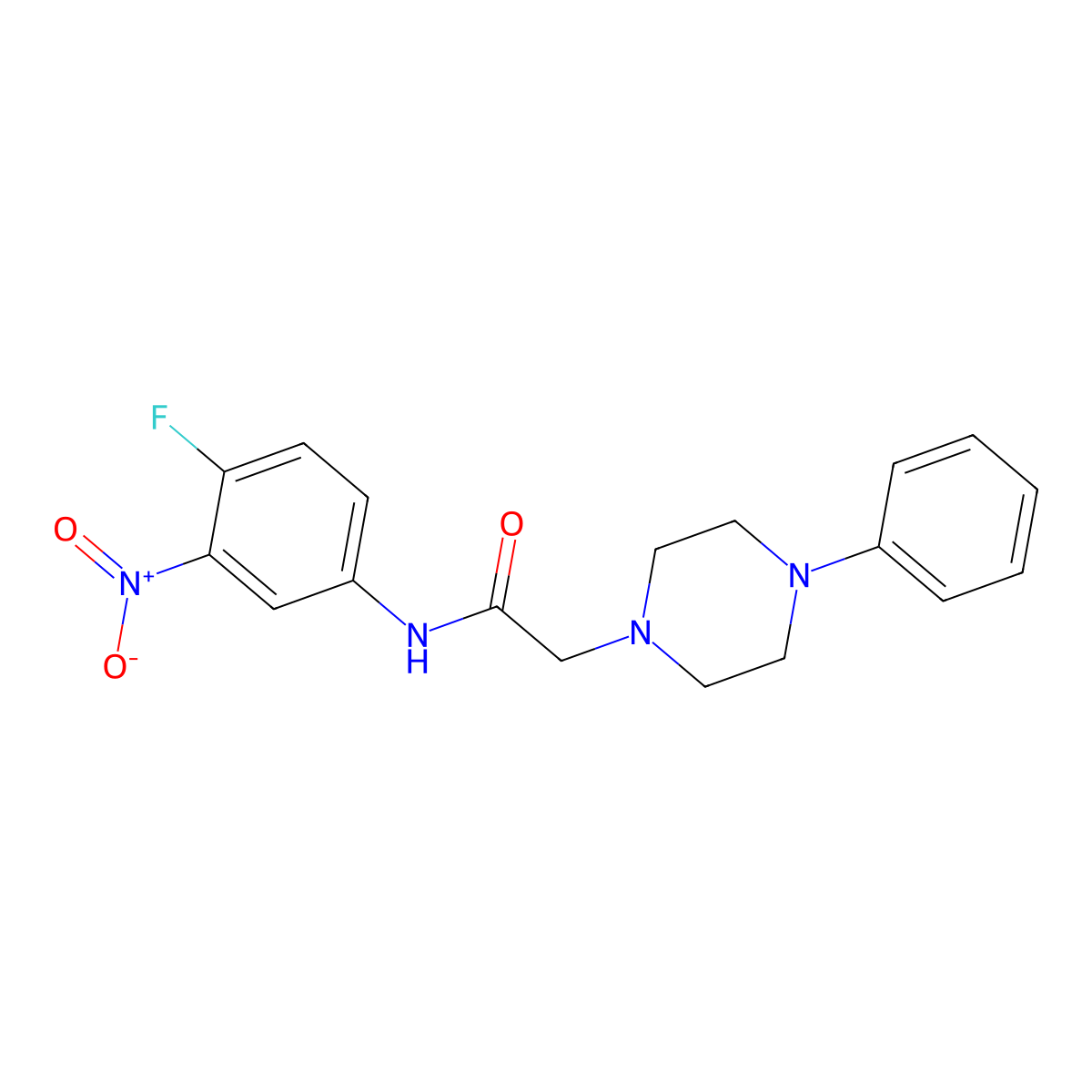 N-(4-fluoro-3-nitrophenyl)-2-(4-phenylpiperazin-1-yl)acetamide molecular structure, CAS 720667-97-0