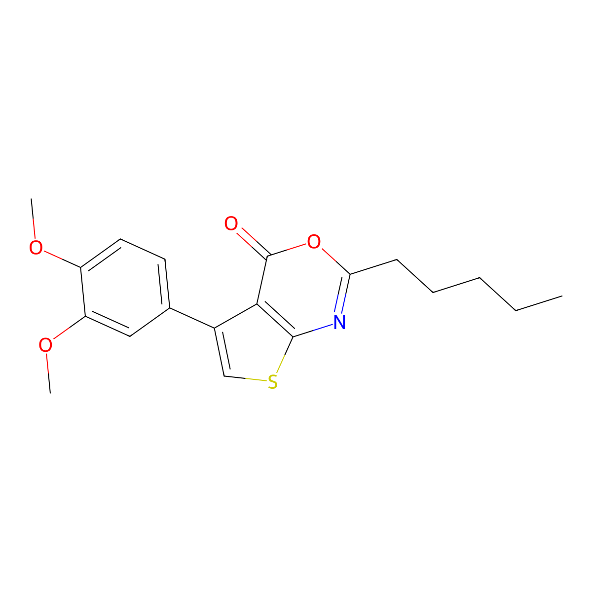 5-(3,4-dimethoxyphenyl)-2-pentyl-4H-thieno[2,3-d][1,3]oxazin-4-one molecular structure, CAS 720668-85-9