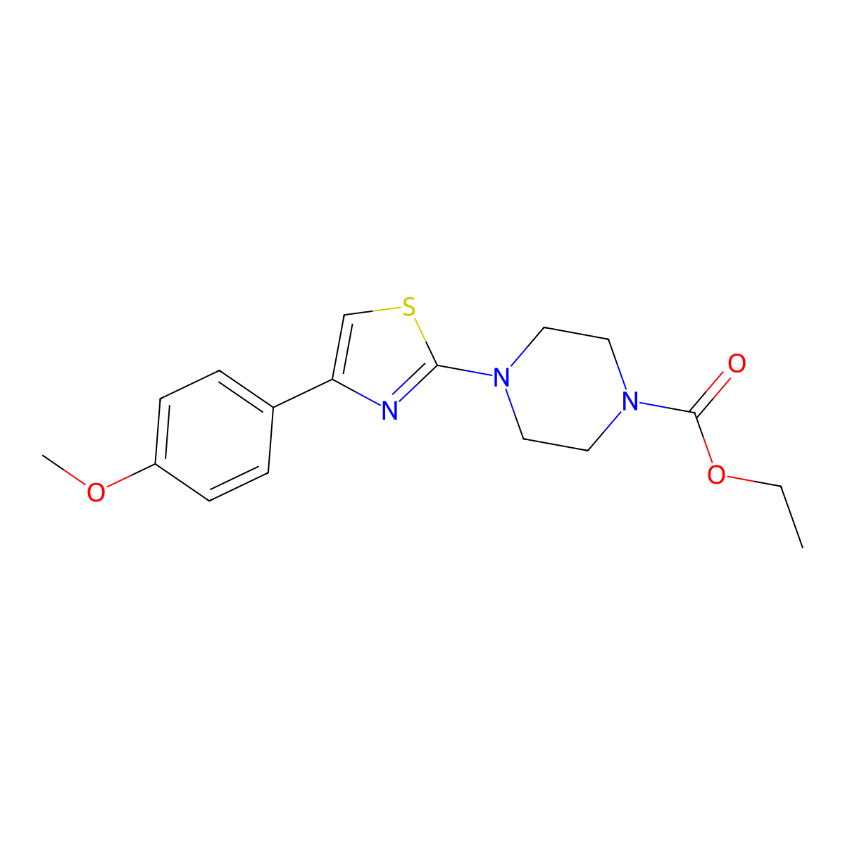 Ethyl 4-[4-(4-methoxyphenyl)-1,3-thiazol-2-yl]piperazine-1-carboxylate molecular structure, CAS 720669-05-6
