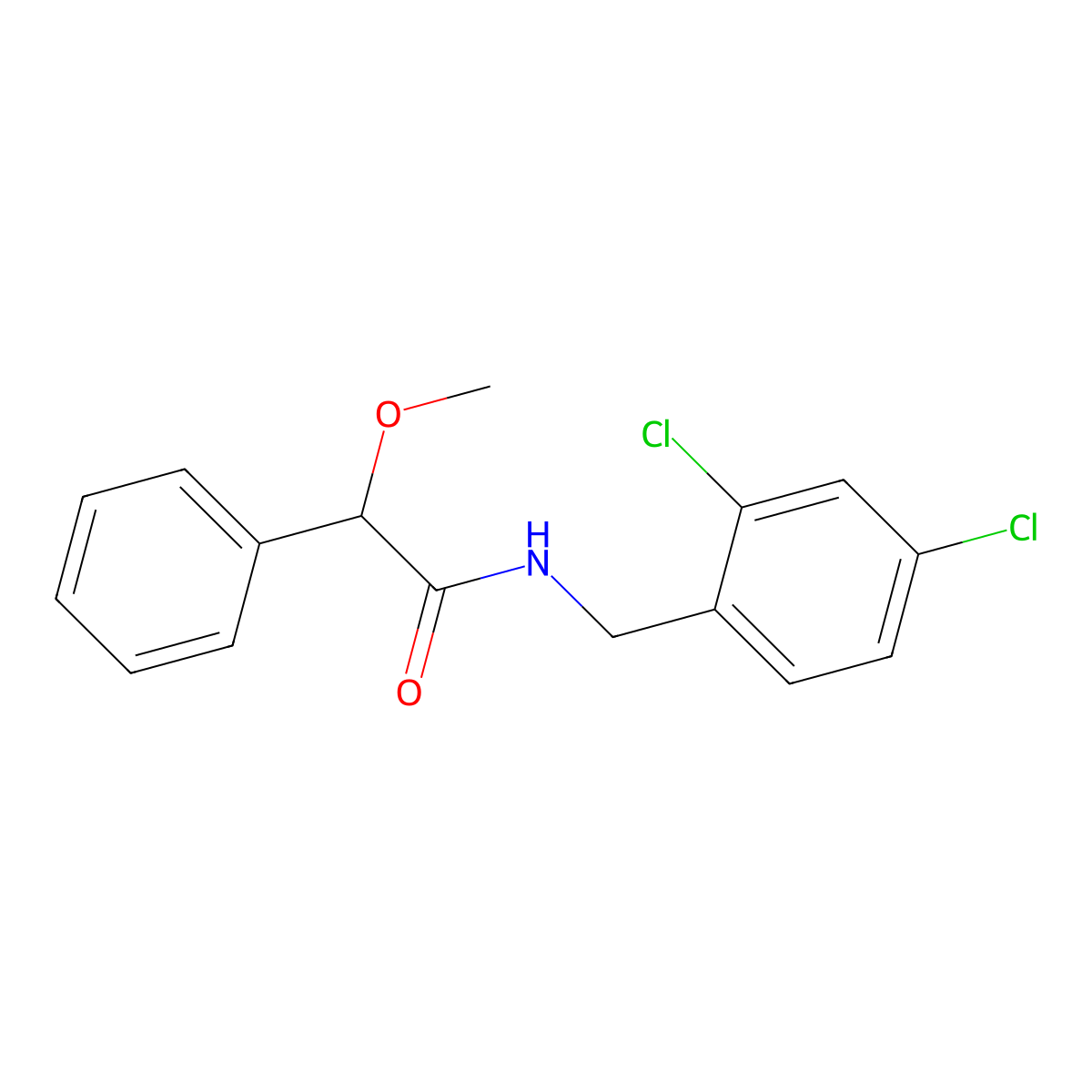 N-[(2,4-dichlorophenyl)methyl]-2-methoxy-2-phenylacetamide molecular structure, CAS 720669-10-3
