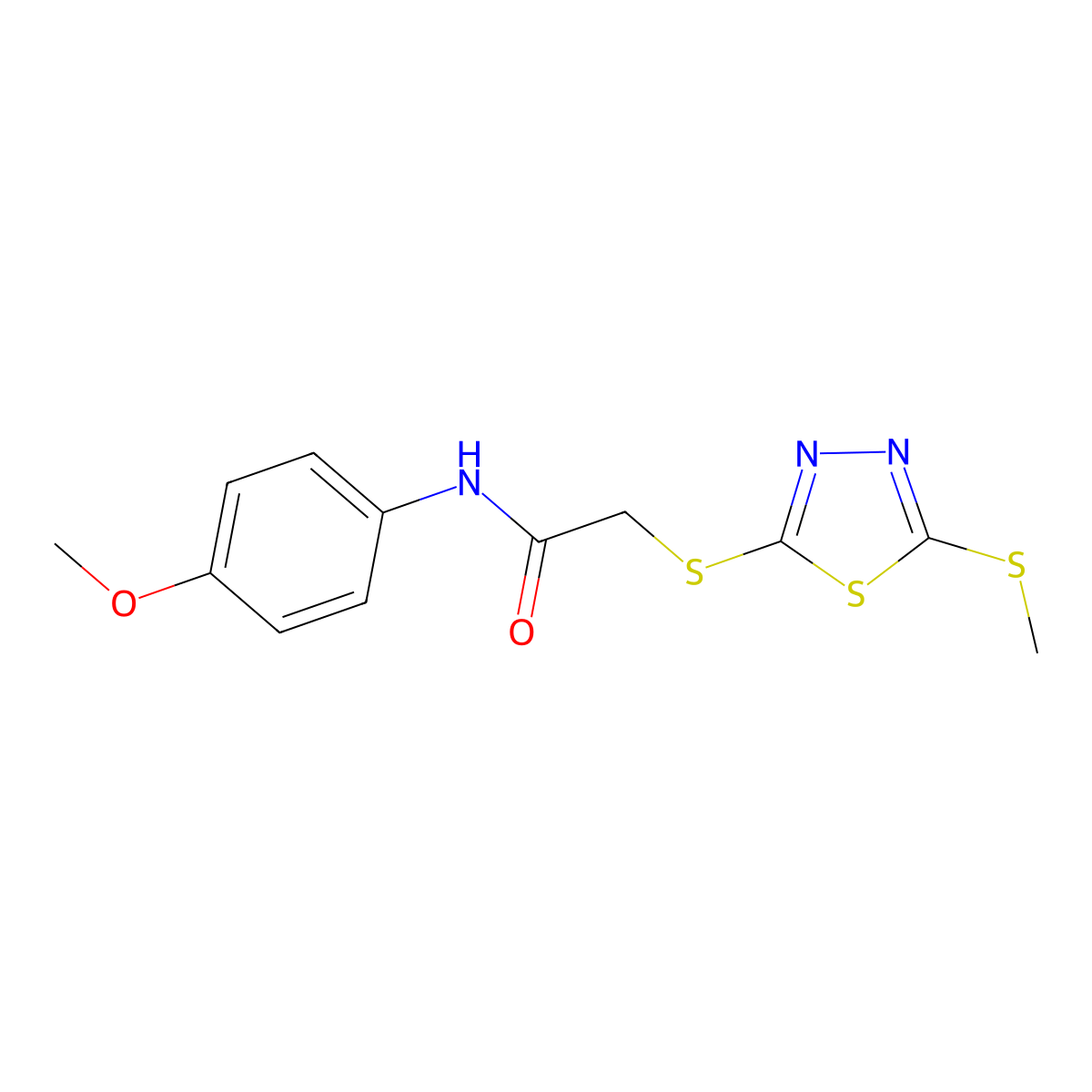 N-(4-methoxyphenyl)-2-[(5-methylsulfanyl-1,3,4-thiadiazol-2-yl)sulfanyl]acetamide molecular structure, CAS 720669-19-2