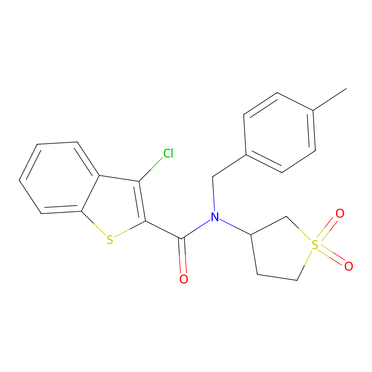 3-chloro-N-(1,1-dioxidotetrahydro-3-thienyl)-N-(4-methylbenzyl)-1-benzothiophene-2-carboxamide molecular structure, CAS 720669-57-8