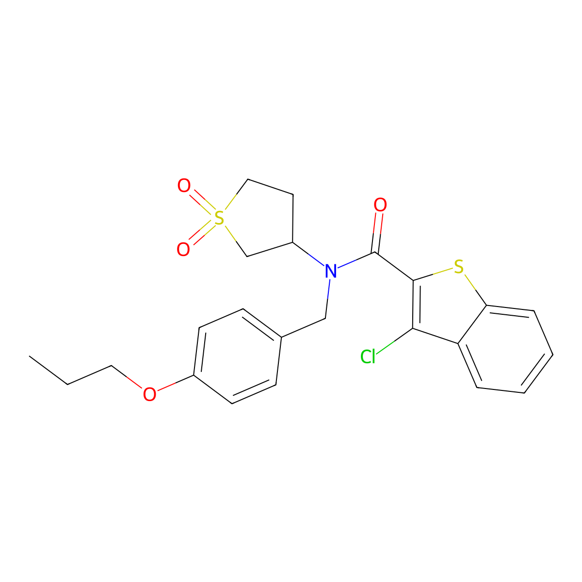 3-chloro-N-(1,1-dioxidotetrahydro-3-thienyl)-N-(4-propoxybenzyl)-1-benzothiophene-2-carboxamide molecular structure, CAS 720669-62-5