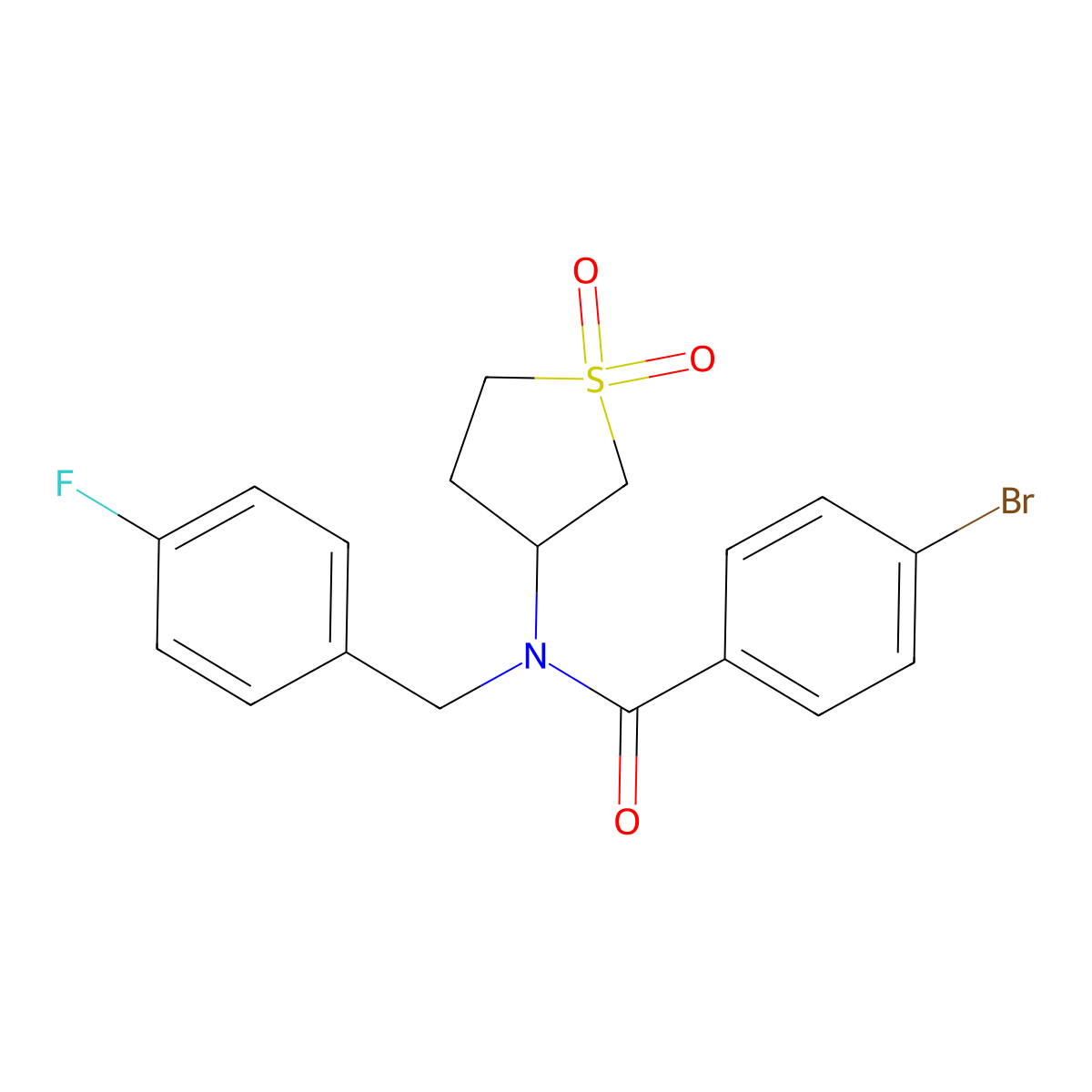 4-bromo-N-(1,1-dioxidotetrahydro-3-thienyl)-N-(4-fluorobenzyl)benzamide molecular structure, CAS 720669-74-9