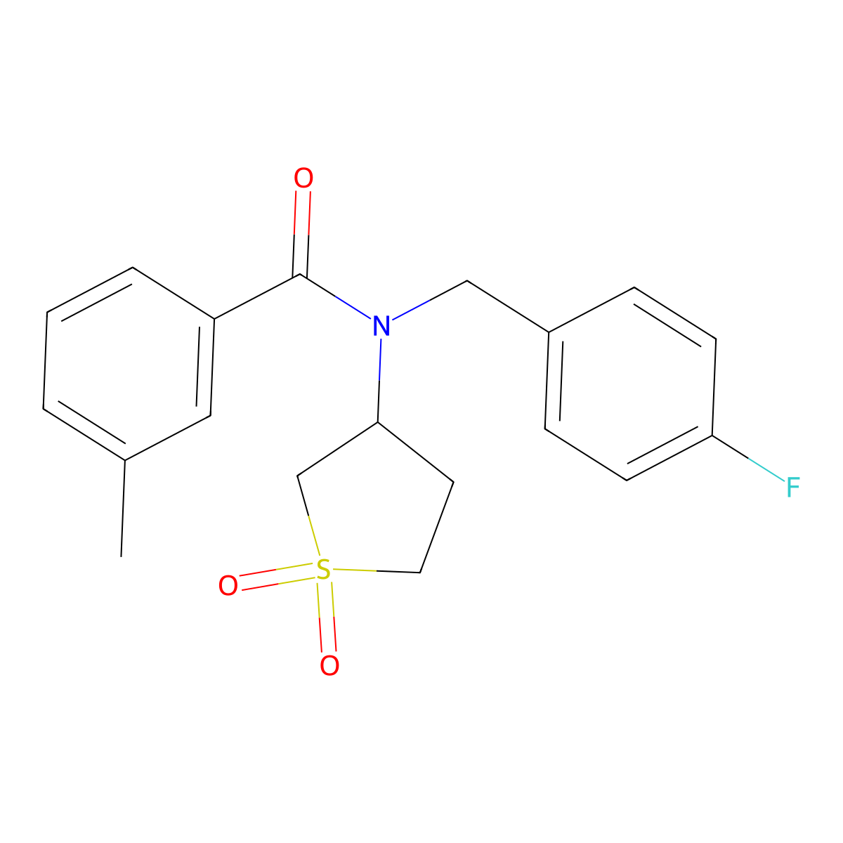 N-(1,1-dioxothiolan-3-yl)-N-[(4-fluorophenyl)methyl]-3-methylbenzamide molecular structure, CAS 720669-82-9