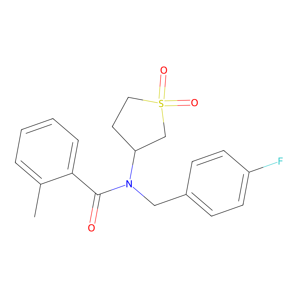 N-(1,1-dioxidotetrahydro-3-thienyl)-N-(4-fluorobenzyl)-2-methylbenzamide molecular structure, CAS 720669-86-3