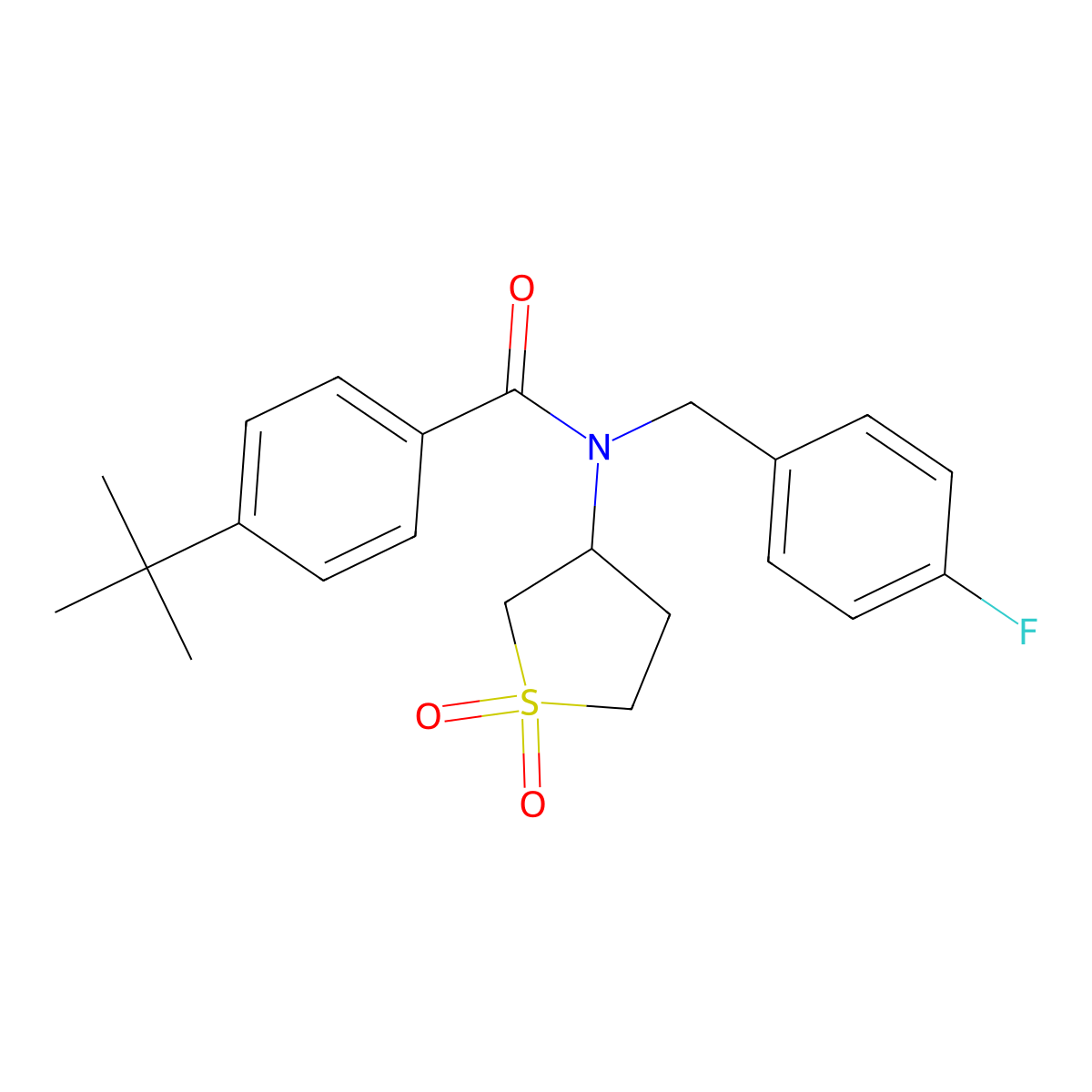 4-tert-butyl-N-(1,1-dioxidotetrahydro-3-thienyl)-N-(4-fluorobenzyl)benzamide molecular structure, CAS 720669-91-0