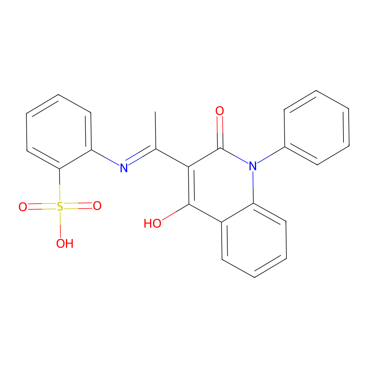 2-[1-(4-Hydroxy-2-oxo-1-phenylquinolin-3-yl)ethylideneamino]benzenesulfonic acid molecular structure, CAS 720670-47-3